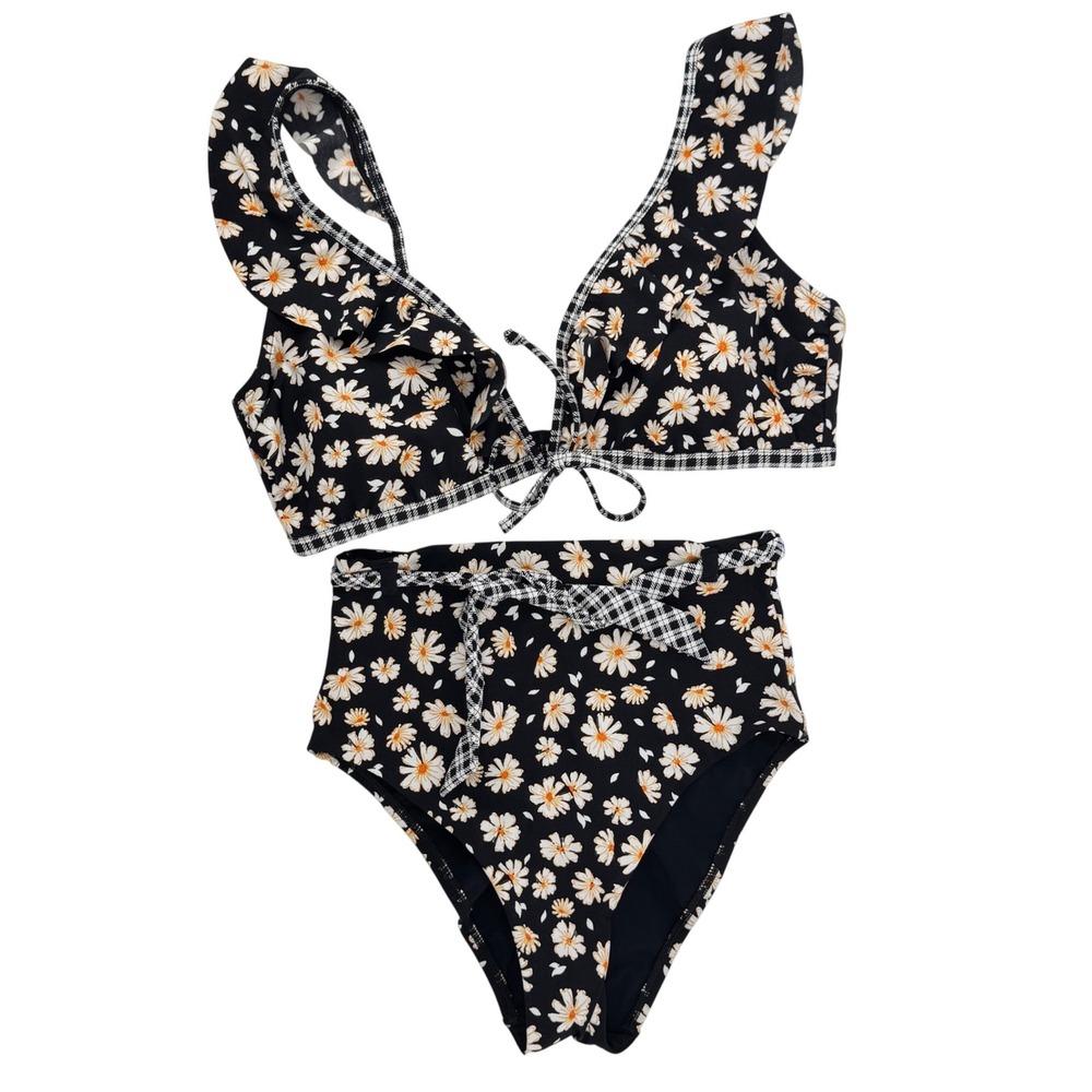 Skinny Dippers Kiara Top XL Bottom Medium Daisy Bikini Set Vacation Beach Girly